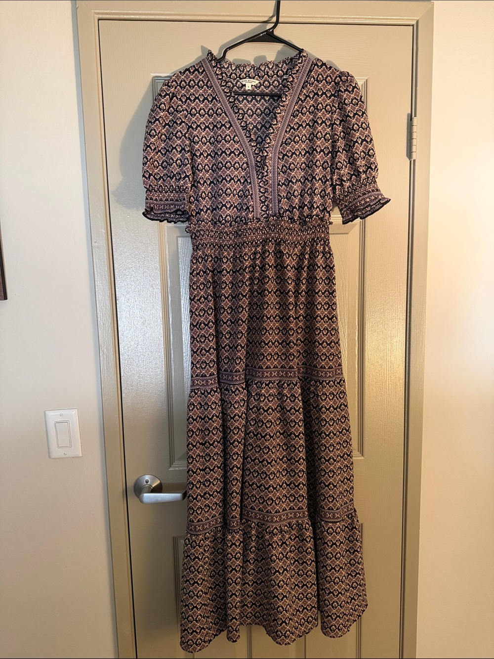 Max Studio Mauve and Navy Printed Maxi Dress